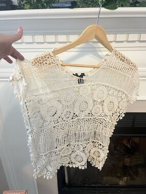 Boho Crochet Lace Top - Cream